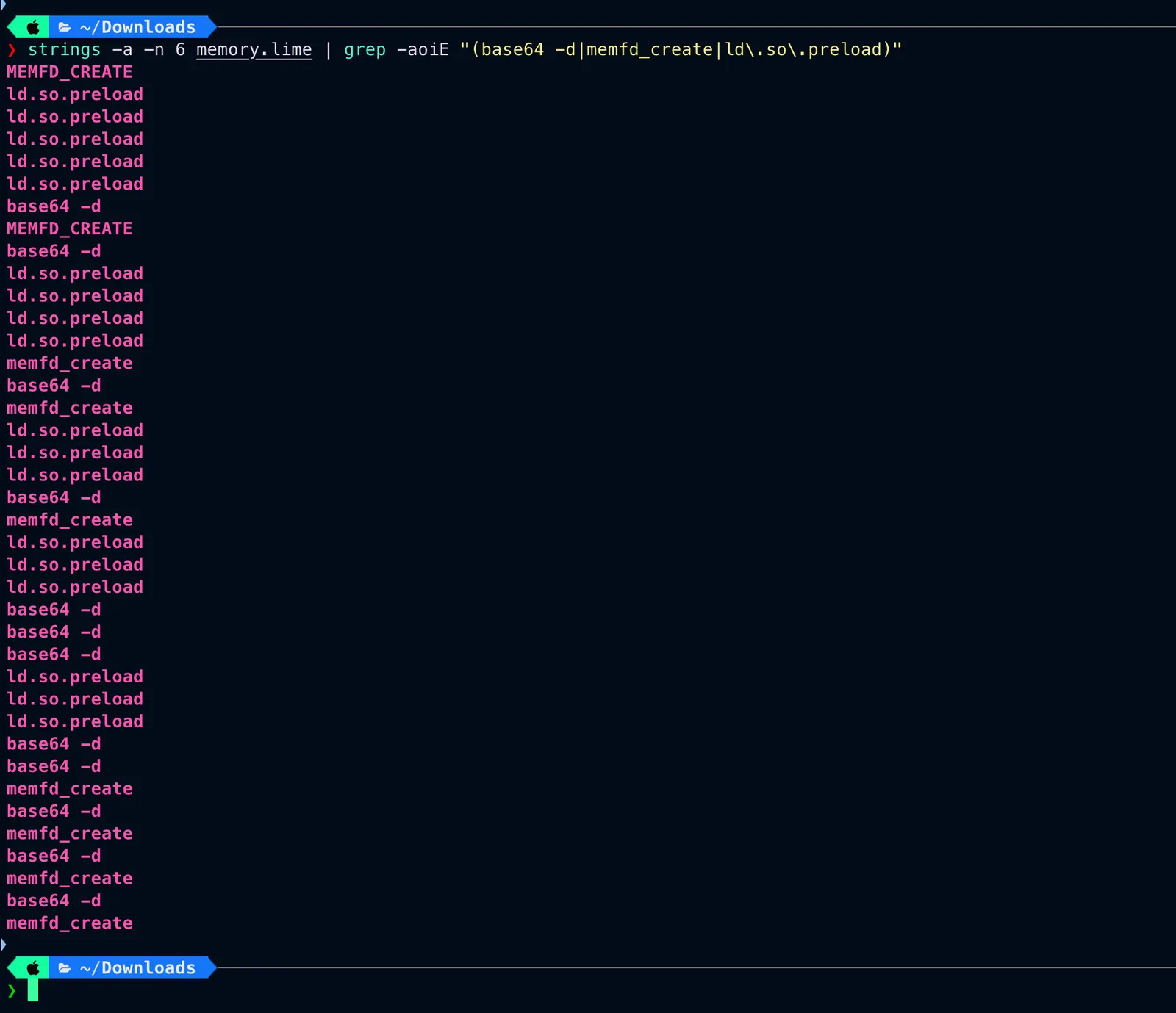 Jejak base64 -d di scrollback