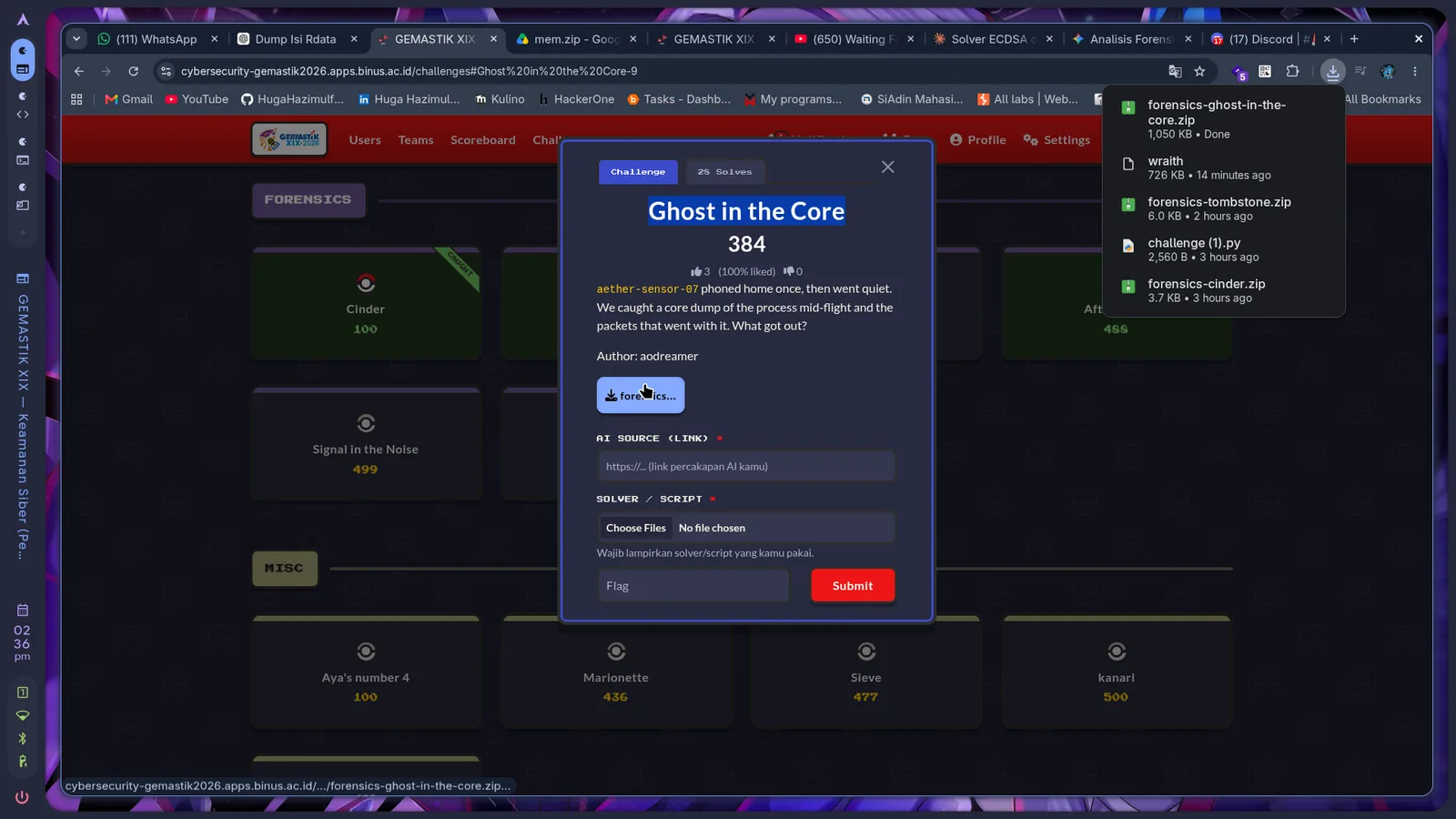 Modal soal Ghost in the Core