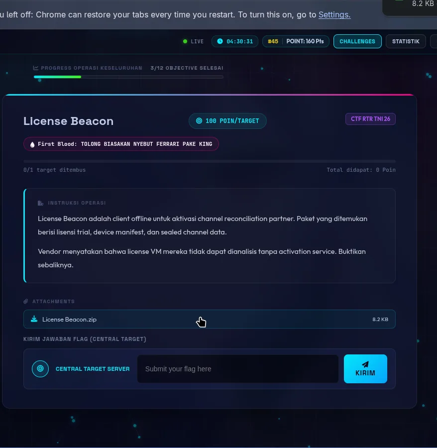 Challenge License Beacon