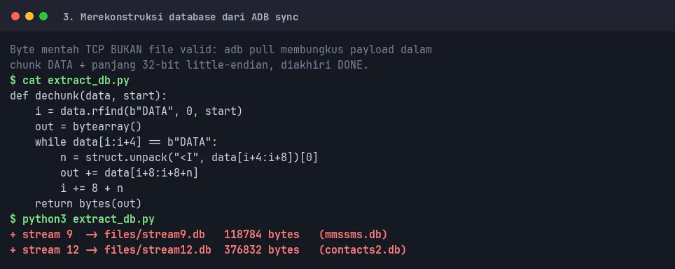 De-chunking ADB sync